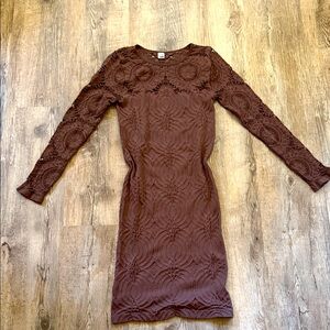Elegant Brown Lace Dress